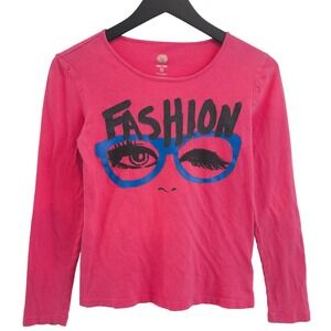 Total Girl Graphic Tee Girls XL 16 Pink Fashion Glasses Long Sleeve Shirt Tween